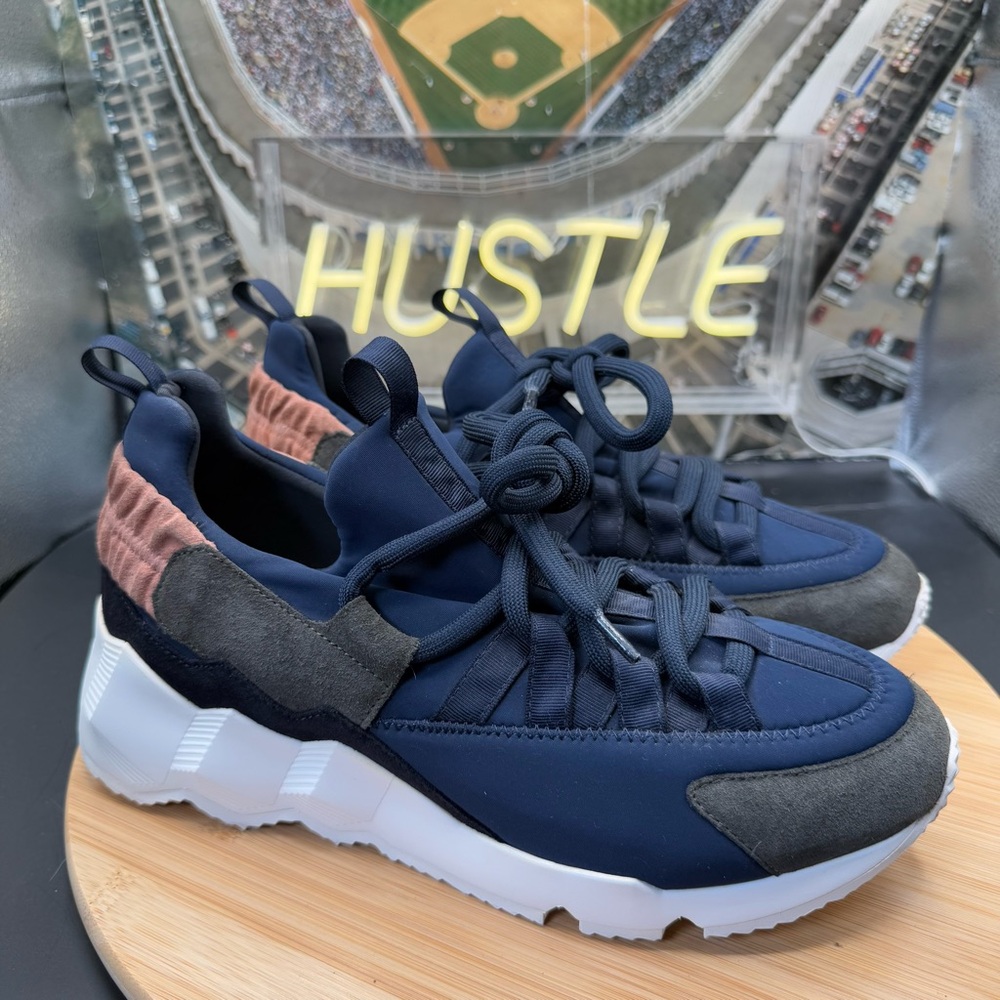 Pierre Hardy Trek Comet sneakers navy with grey suede and pink